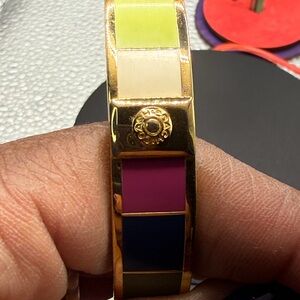 Coach Gold-Tone Multicolor Enamel Bangle Bracelet